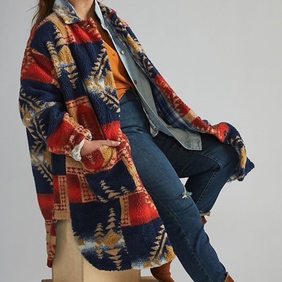 Anthropologie X Pilcro Leopard Sherpa Duster Jacket - Picture 11 of 11